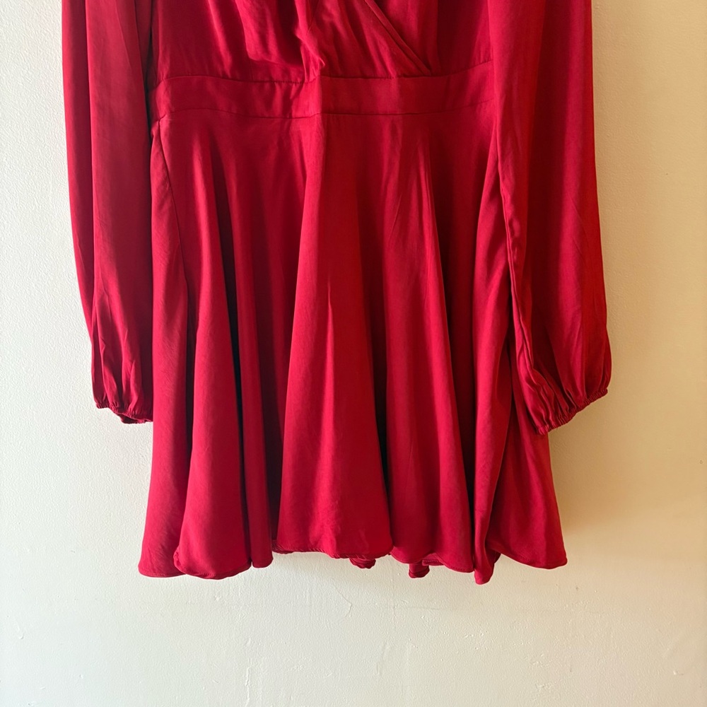 Petal & Pup Red Long-Sleeve Wrap Midi Dress, Sz 12, fits smaller. - Picture 6 of 15